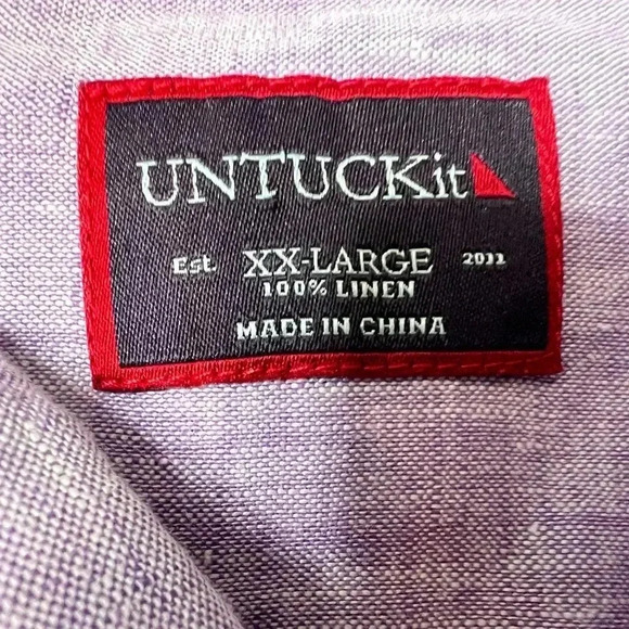 Untuckit Shirt Mens XXL 2XL Linen Button Up Long Sleeves Purple. 415 - Picture 2 of 3
